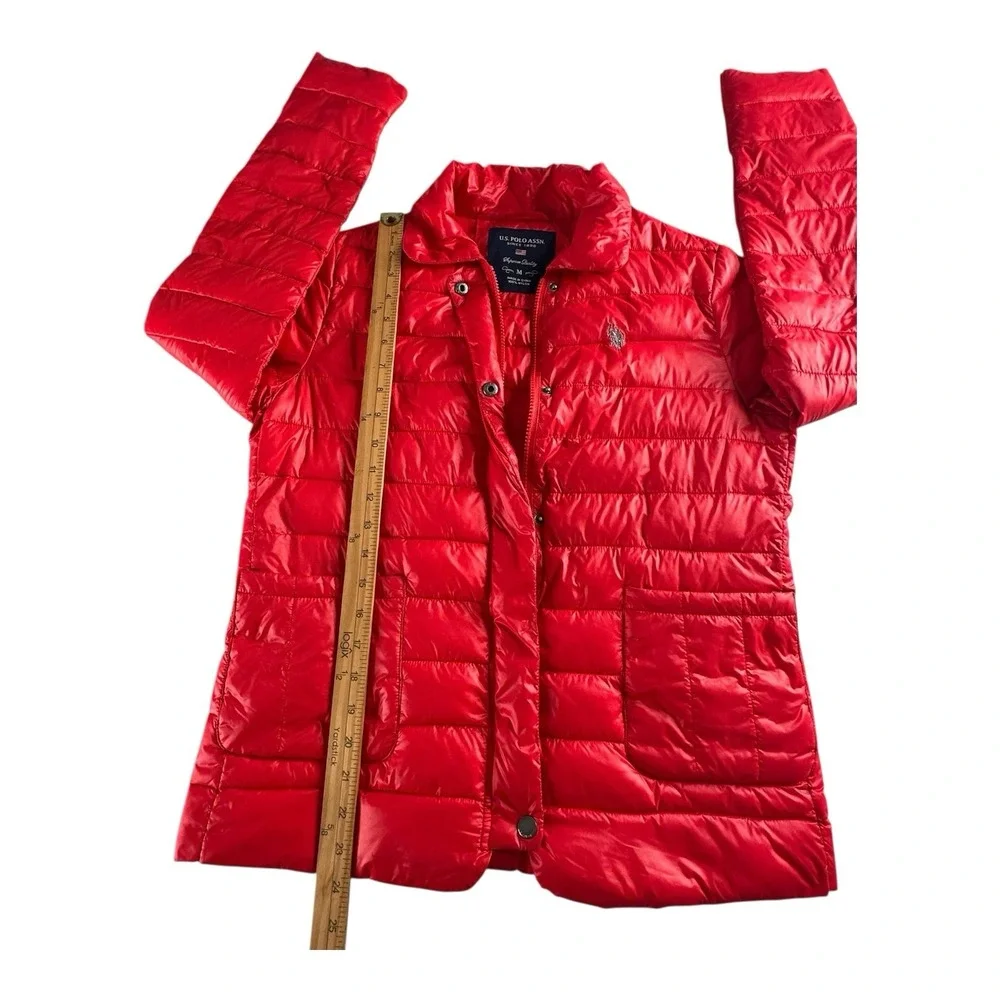 US‎ Polo Assn Size M Red Puffer Women's Jacket Style 01-8193HS